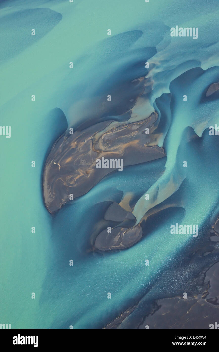 Fluss-Muster von schmelzenden Gletscher. Olfusa Fluss, Süd-West Island, Juli 2009 Stockfoto