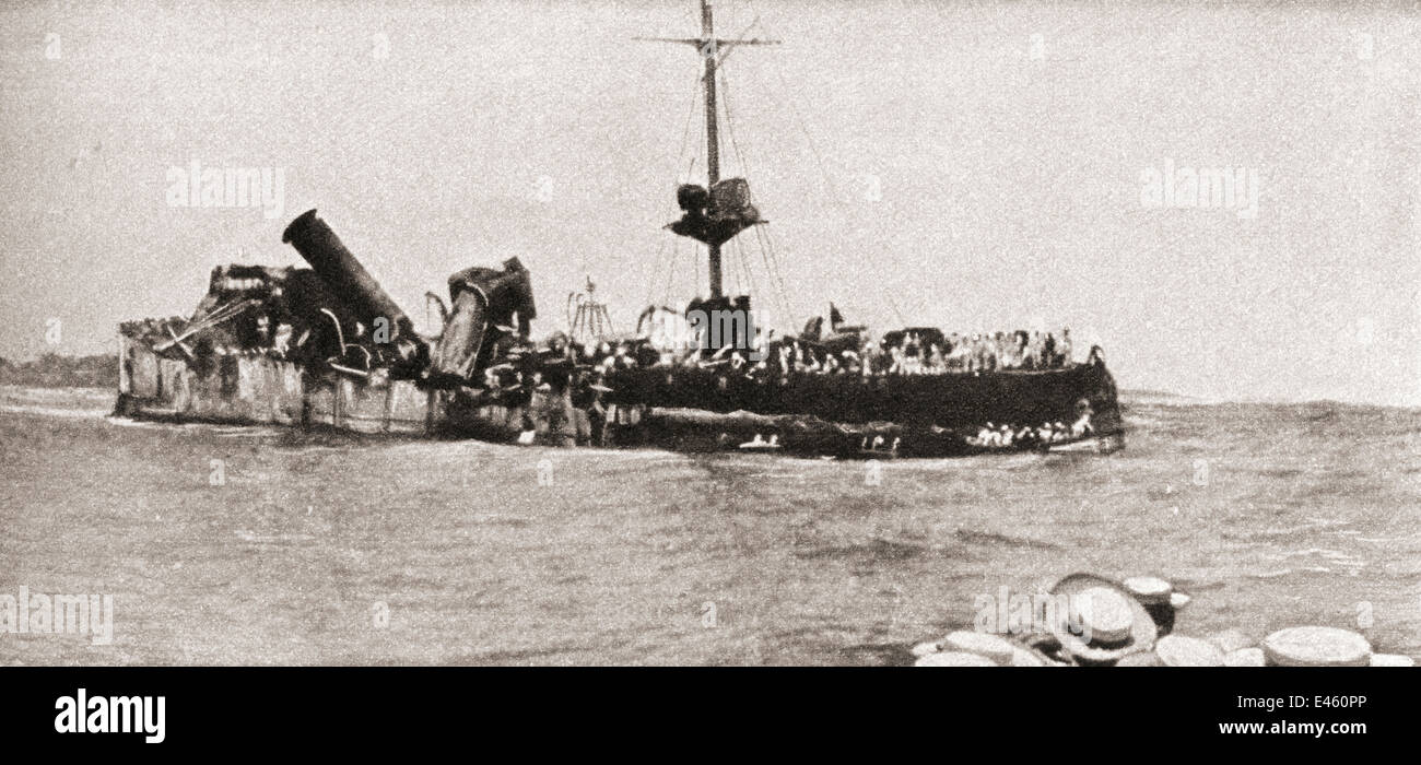 Das deutsche Meer Raider S.M.S Emden, nach der Schlacht von Cocos im Jahr 1914 auf Grund gelaufen. Stockfoto