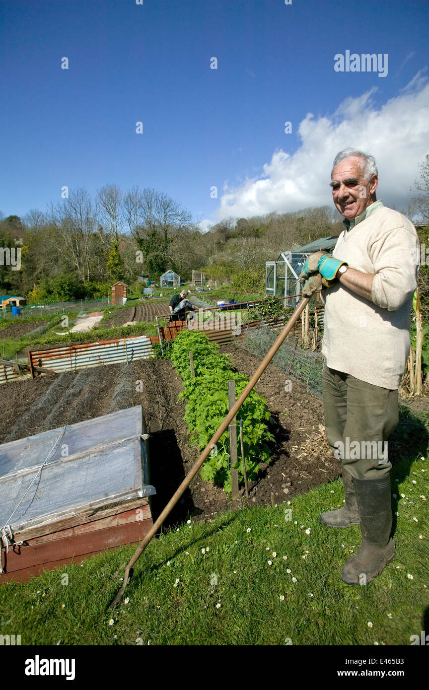 Menschen pflegen Gemeinschaft Kleingärten, Teil der Gemeinde Produktion nachhaltige Lebensmittel, Agenda 21, April 2009. Stockfoto