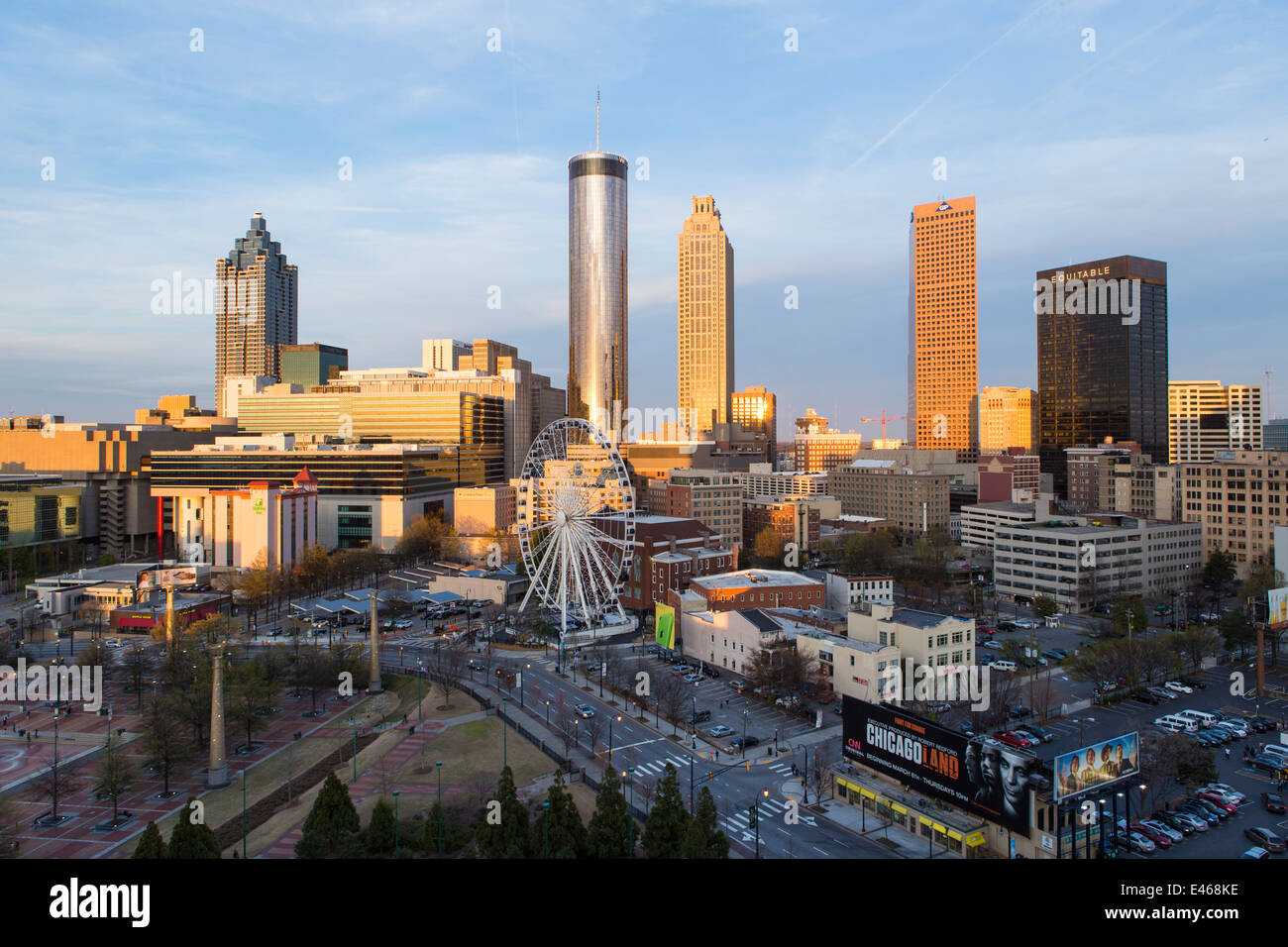 Skyline der Stadt und erhöhten Aussicht Downtown, Centennial Olympic