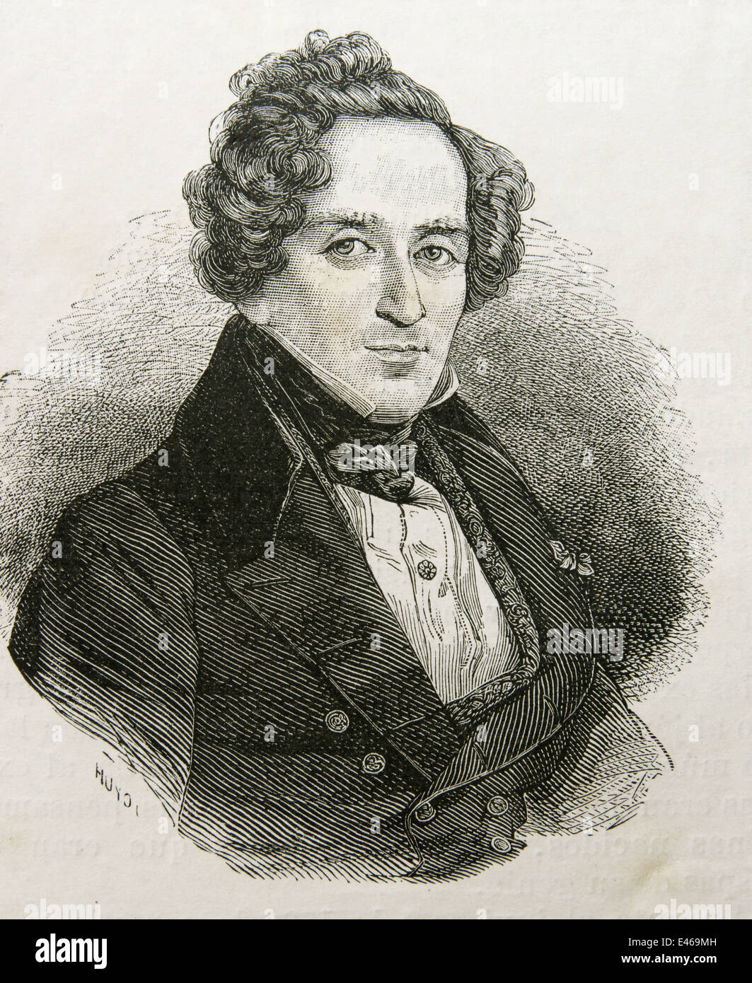Giacomo Meyerbeer /1791-1864). Deutsche Opernkomponist. Gravur. Universalgeschichte, 1885, Spanien. Stockfoto