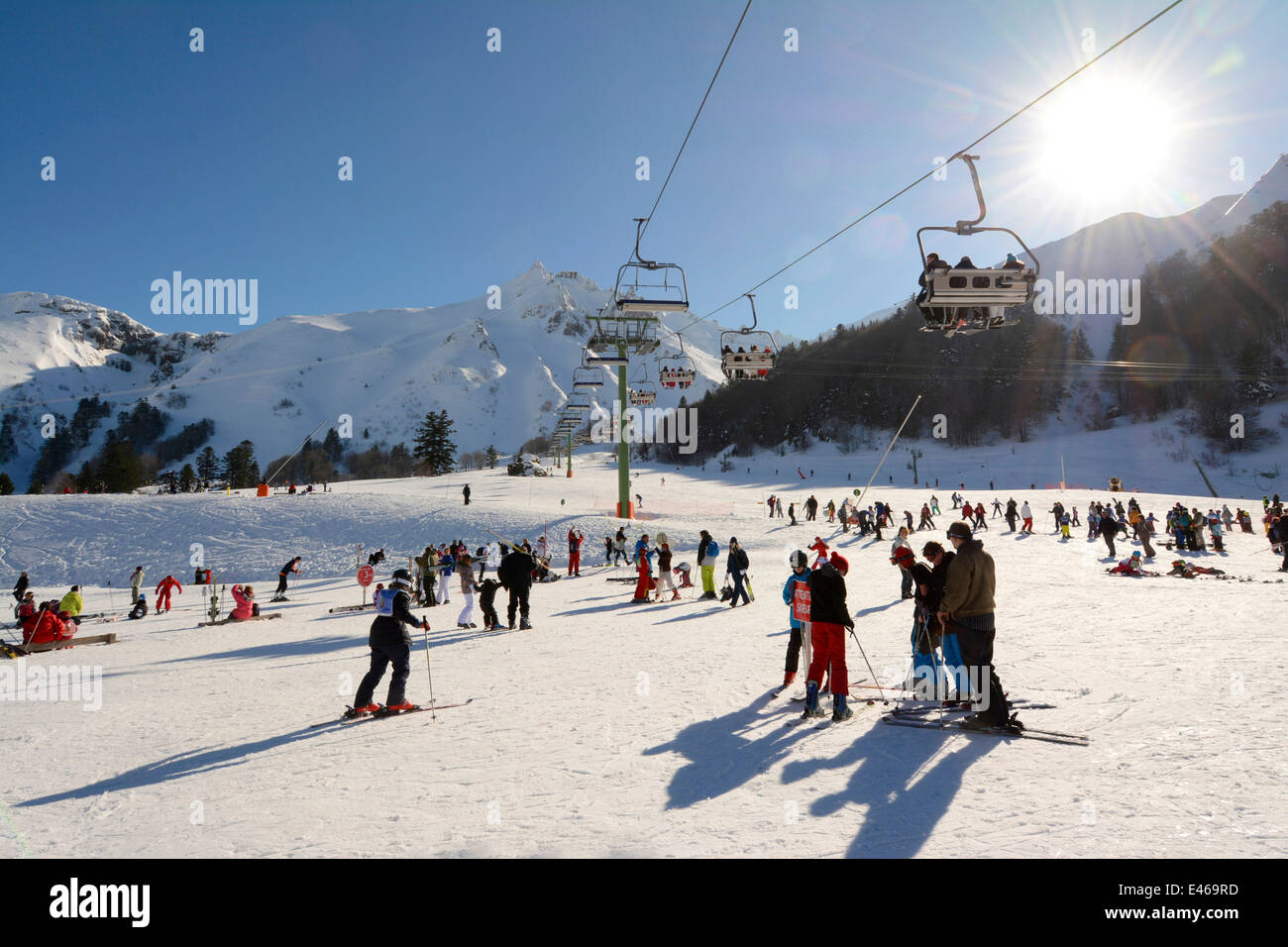 Le Mont-Dore Ski Resort, Massif du Sancy, Auvergne, Frankreich Stockfoto