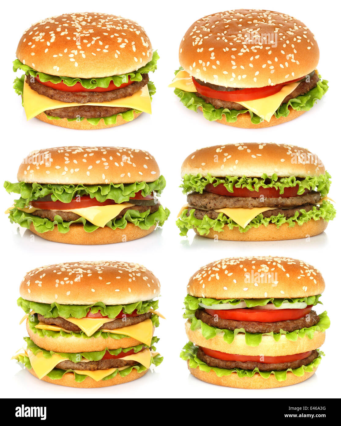 Große Hamburger auf weißem Hintergrund Stockfotografie Alamy