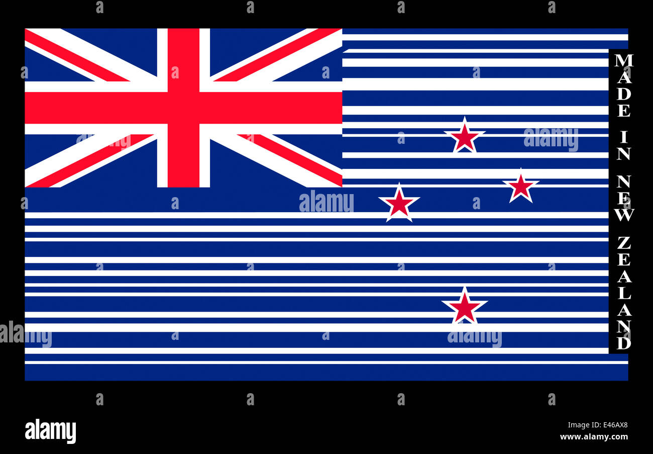 New Zealand Barcode Flagge, Vektor Stockfoto
