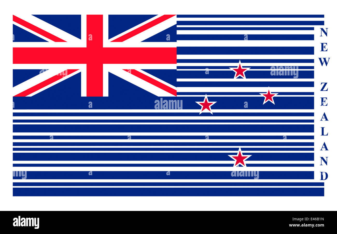 New Zealand Barcode Flagge, Vektor Stockfoto