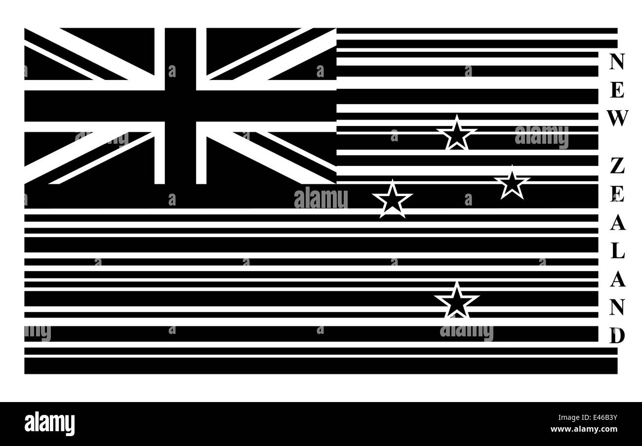 New Zealand Barcode Flagge, Vektor Stockfoto