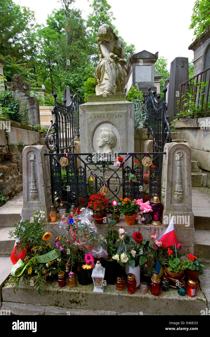 Grab von Frederic Chopin in Père Lachaise Friedhof, Paris, Frankreich, Europa Stockfoto