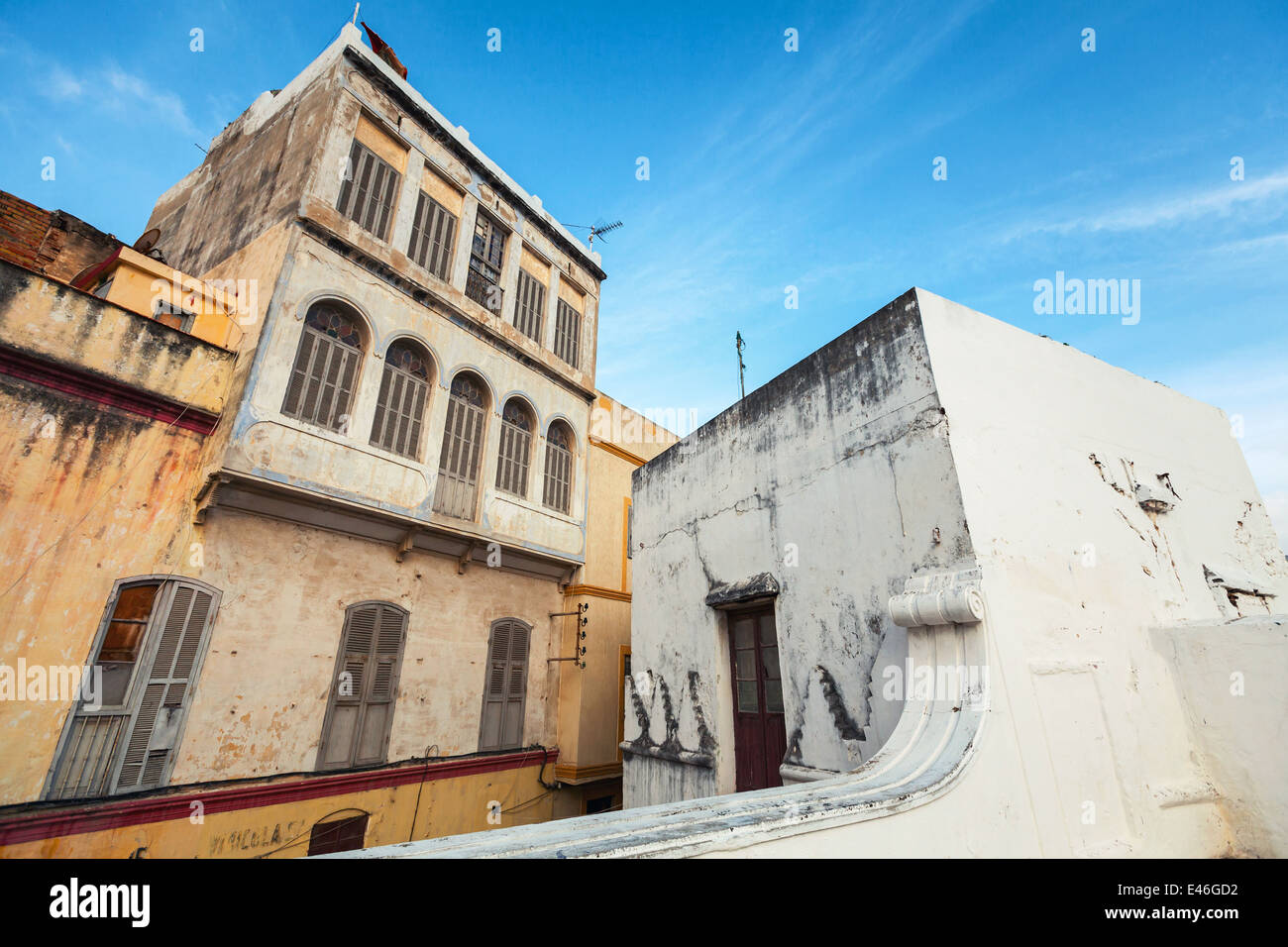 Wohnhäuser in Medina. Alten Tanger, Marokko Stockfoto