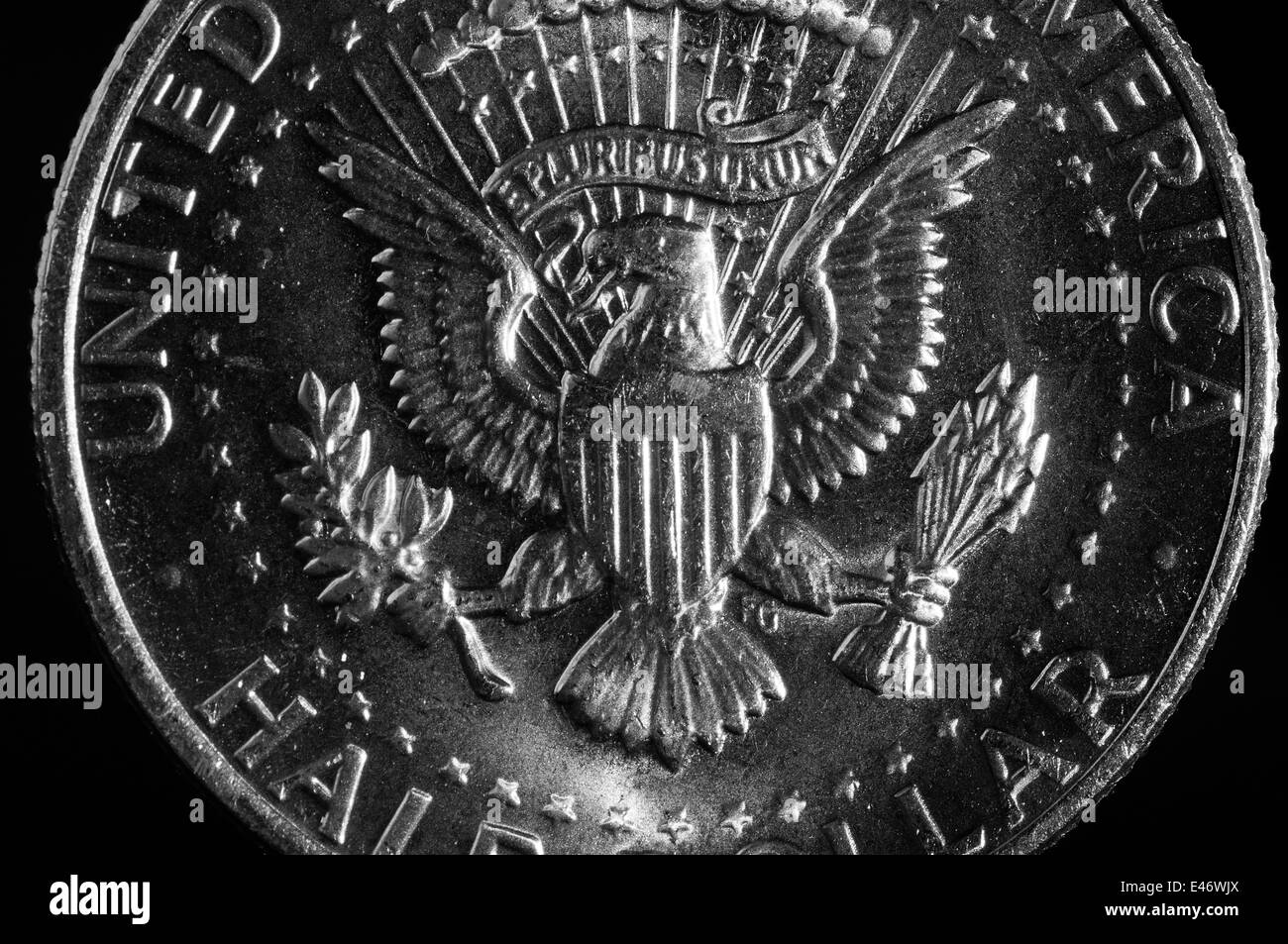 US-Kennedy half Dollar Münze in Studioumgebung Stockfoto