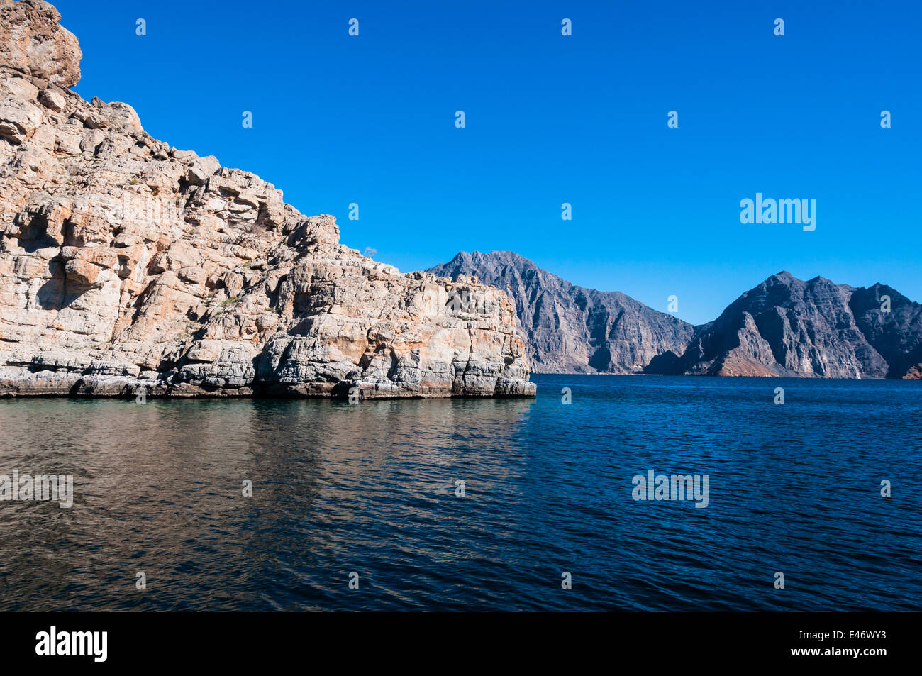 Musandam-Halbinsel, Indischer Ozean, Oman Stockfoto