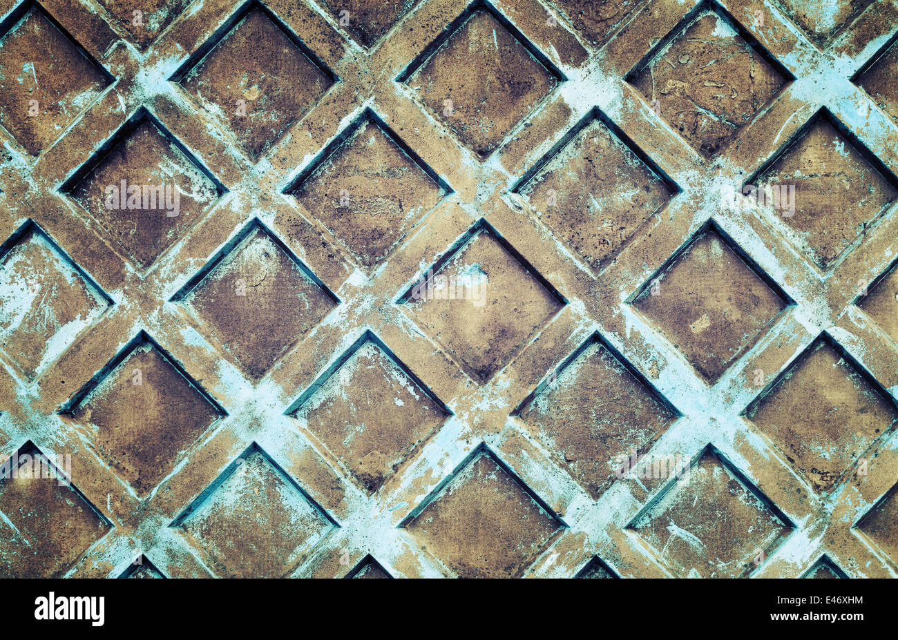 Grunge blau Betonzaun Foto Hintergrundtextur. Getönten Effekt Stockfoto