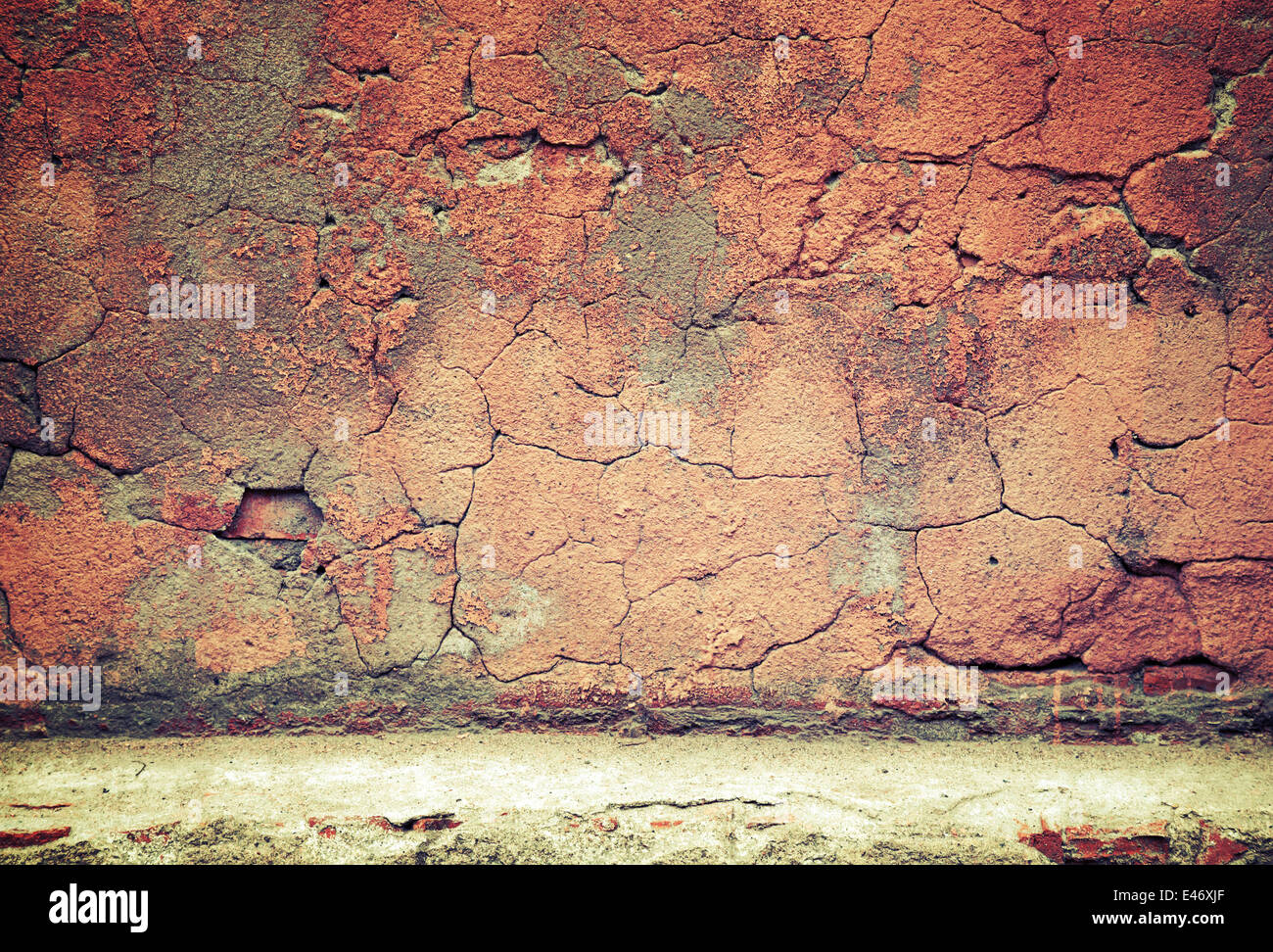 Alten verwitterten roten Betonmauer Textur Stockfoto