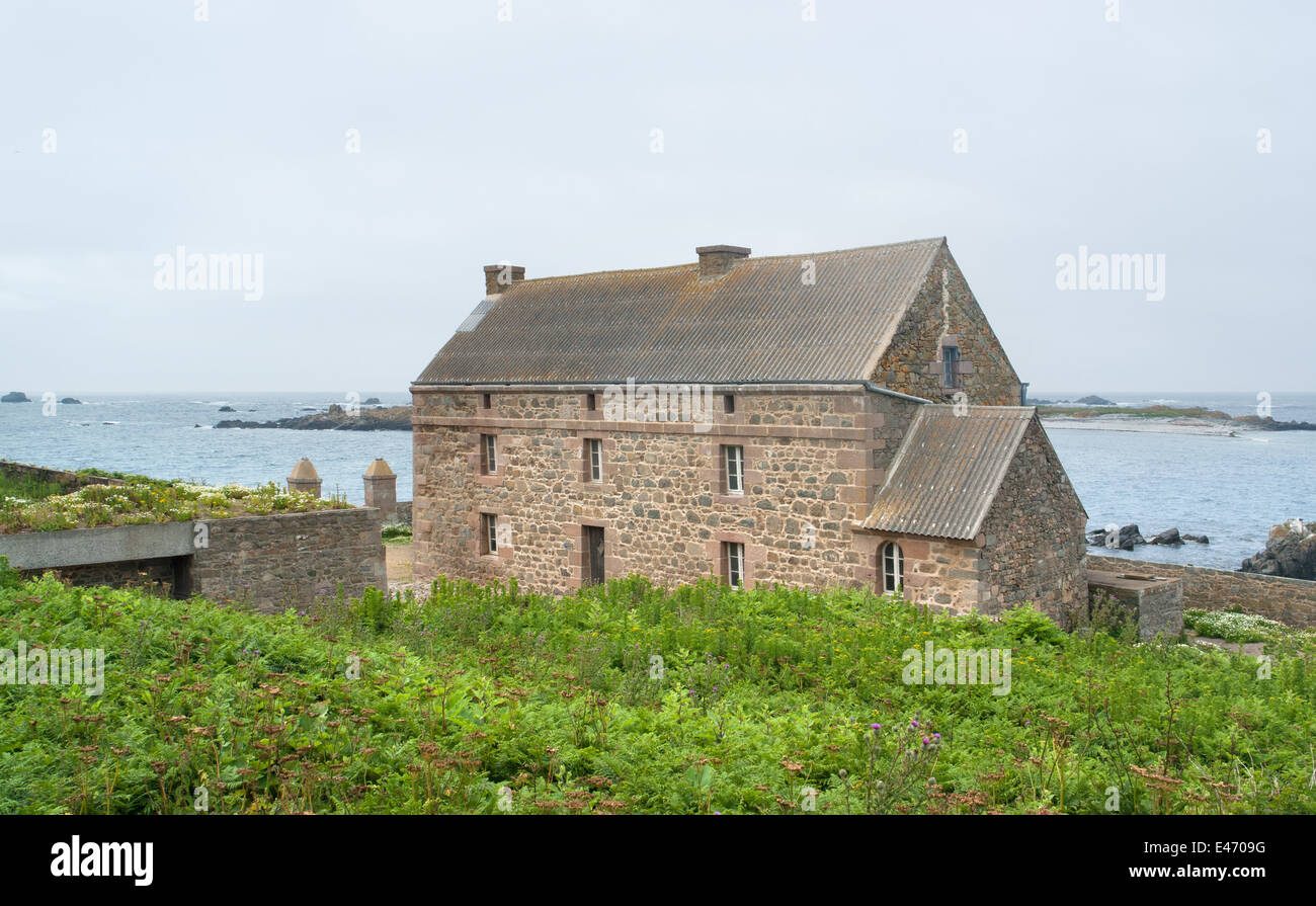 ein Haus an den sieben Inseln in der Bretagne, Frankreich Stockfoto
