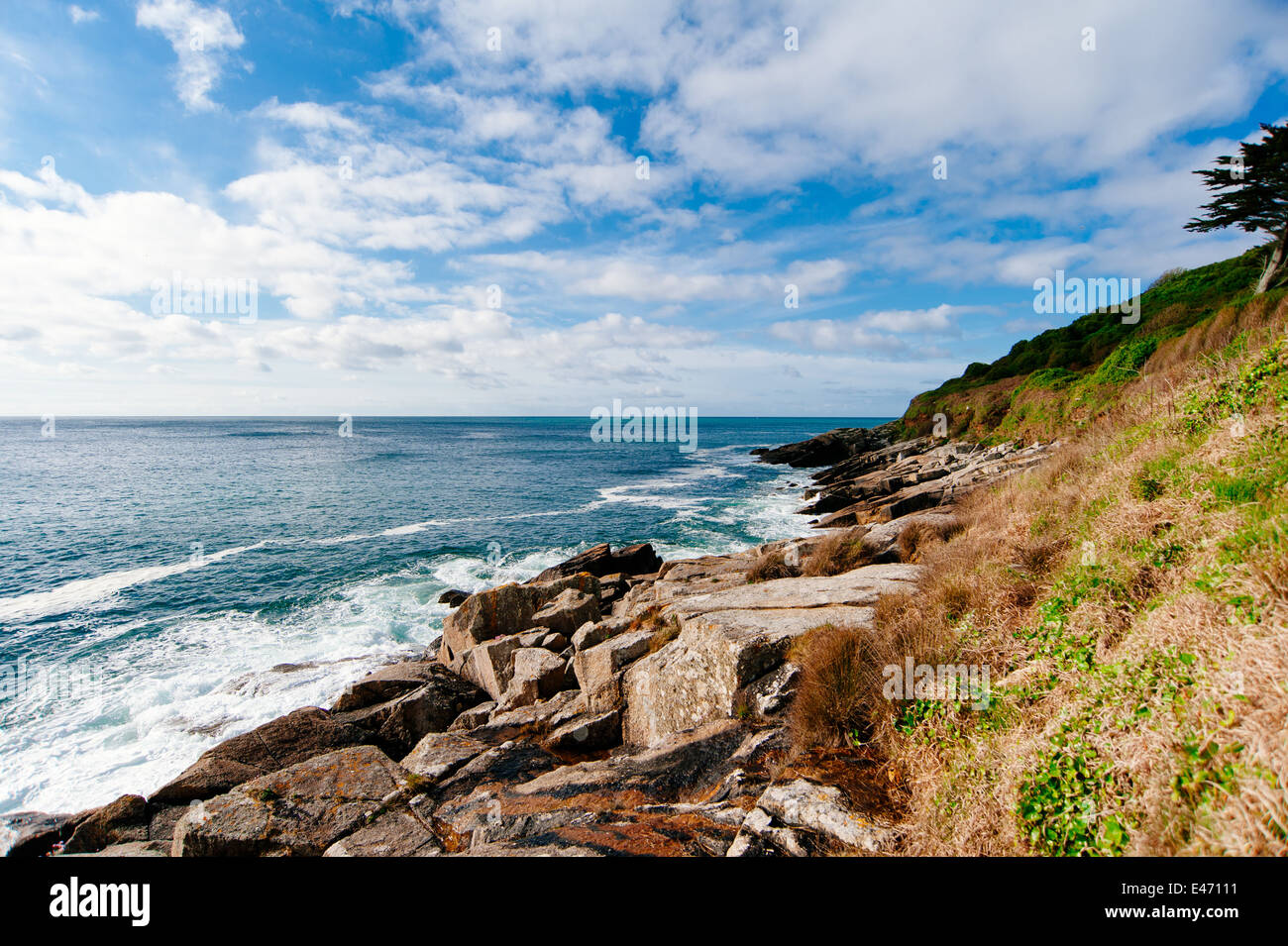 Blick von der South West Coast Path an der Südküste von Cornwall in der Nähe von Fowey Stockfoto