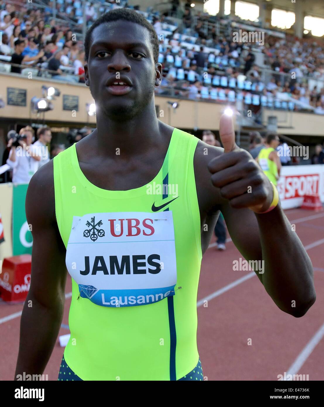 Lausanne, Schweiz. 3. Juli 2014. Internationalen Leichtathletik IAAF Diamond League. 400m für Herren, Kirani James (GRN) Credit: Action Plus Sport/Alamy Live News Stockfoto