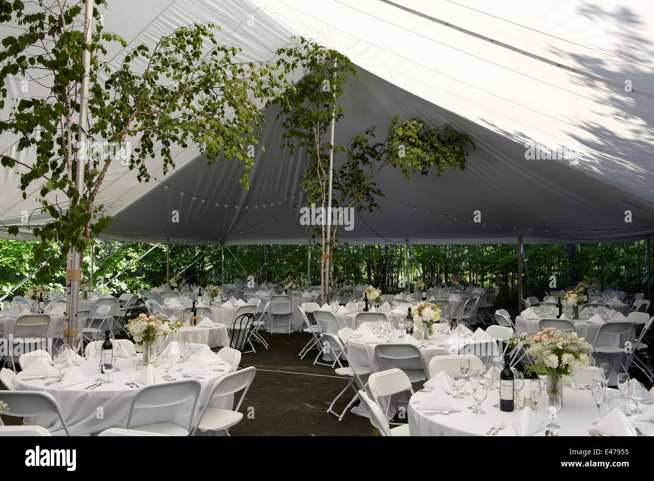 Outdoor-Zelt aufgestellt für Hochzeits-Bankett Stockfoto
