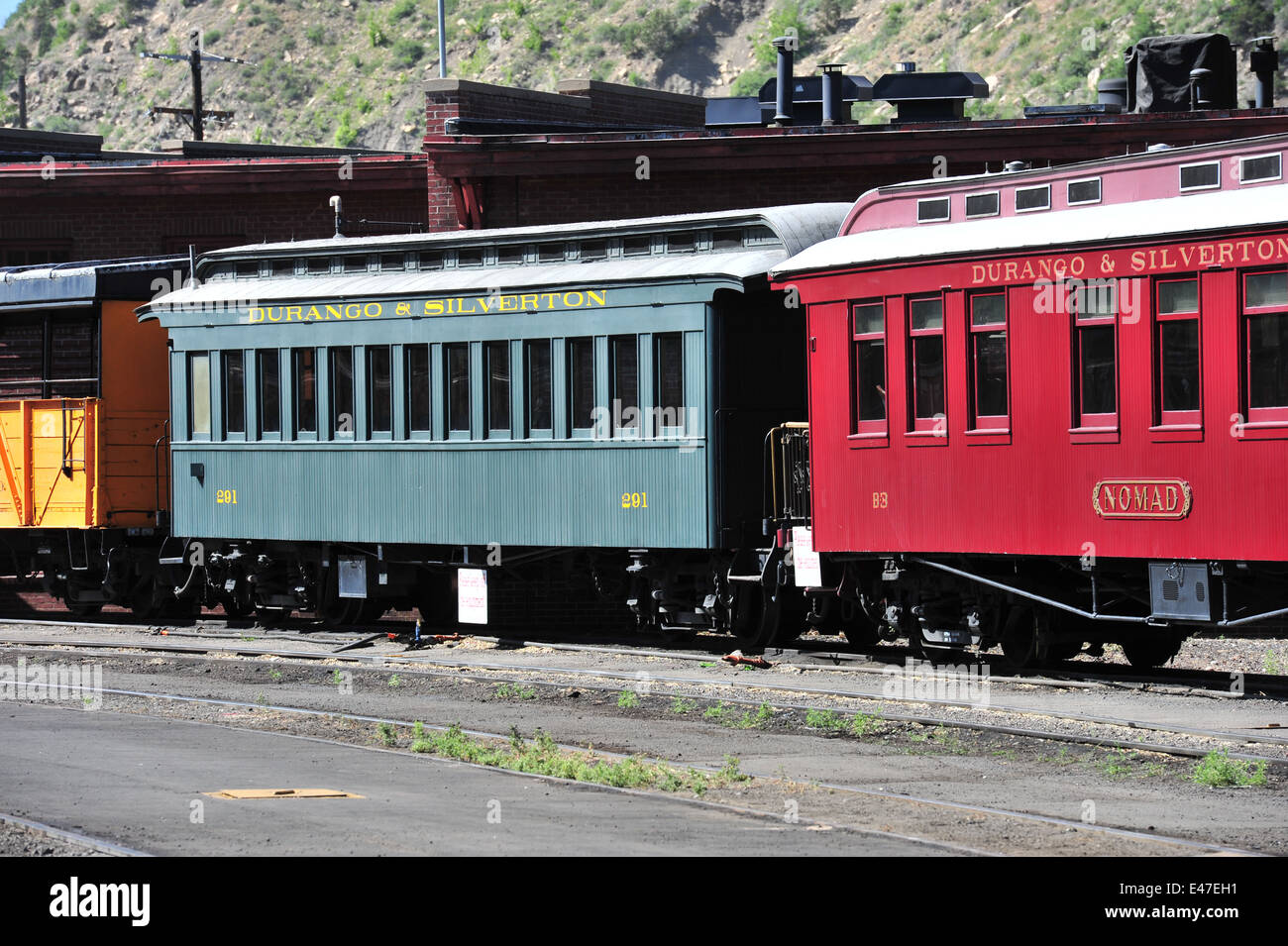 Durango and Silverton Railway Rollmaterial Stockfoto