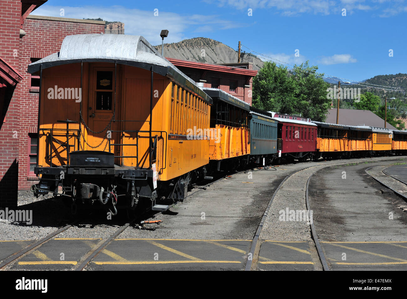 Durango and Silverton Railway Rollmaterial Stockfoto
