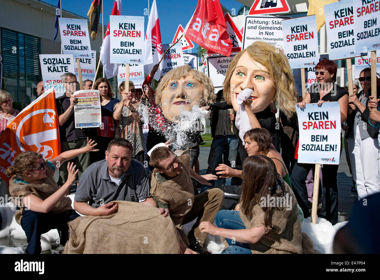 Demonstration gegen Sparmaßnahmen Stockfoto