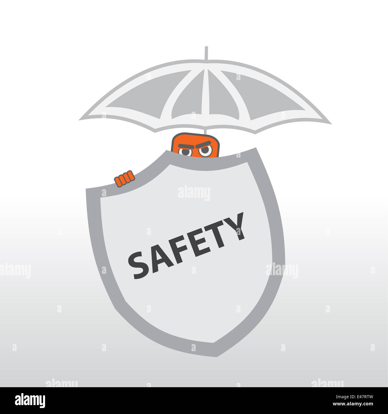 Sicherheit und unter dem Dach hinter einem Schild Stockfoto