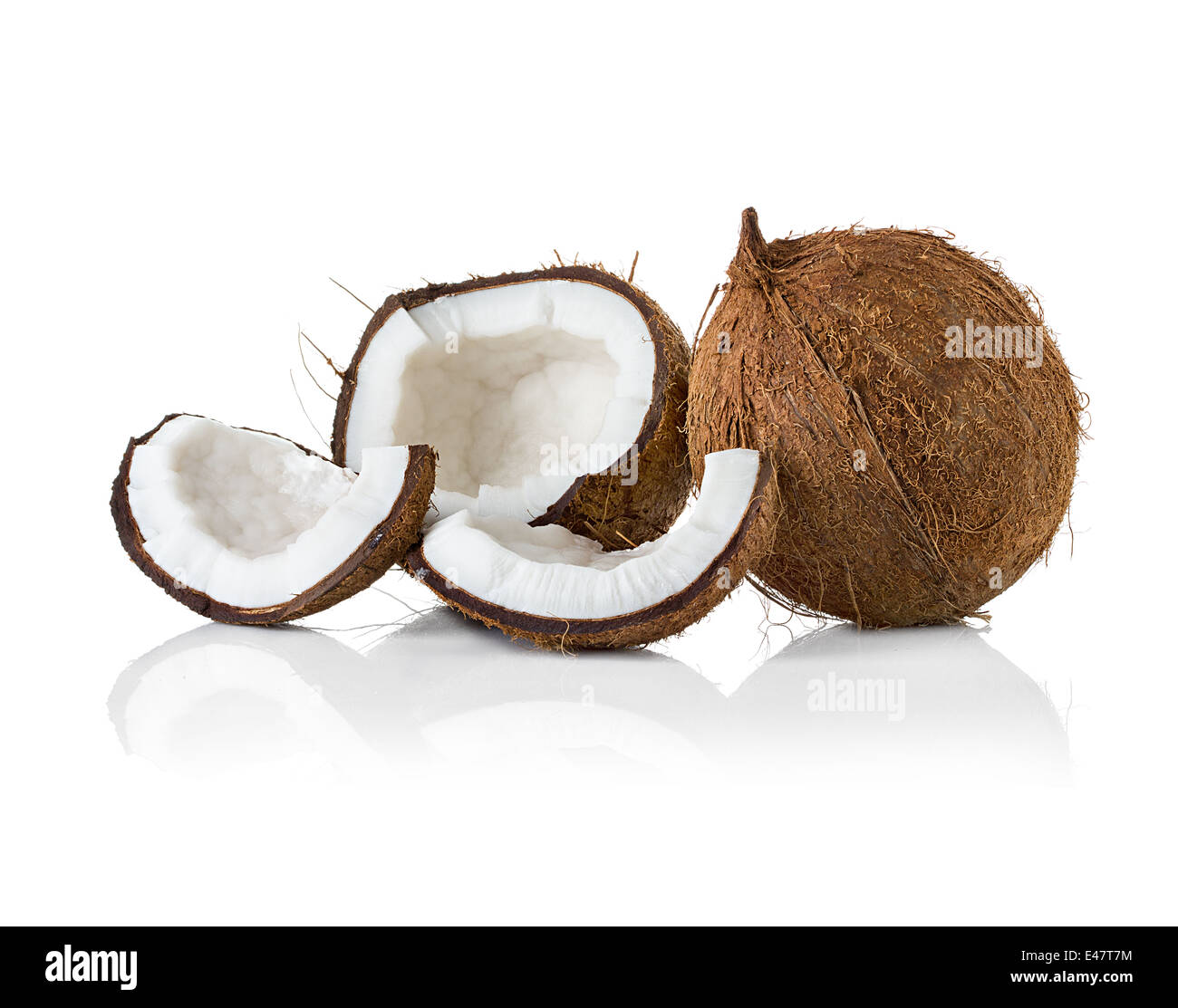 Kokosnüsse. Coco Nut isoliert auf weißem Hintergrund Stockfoto