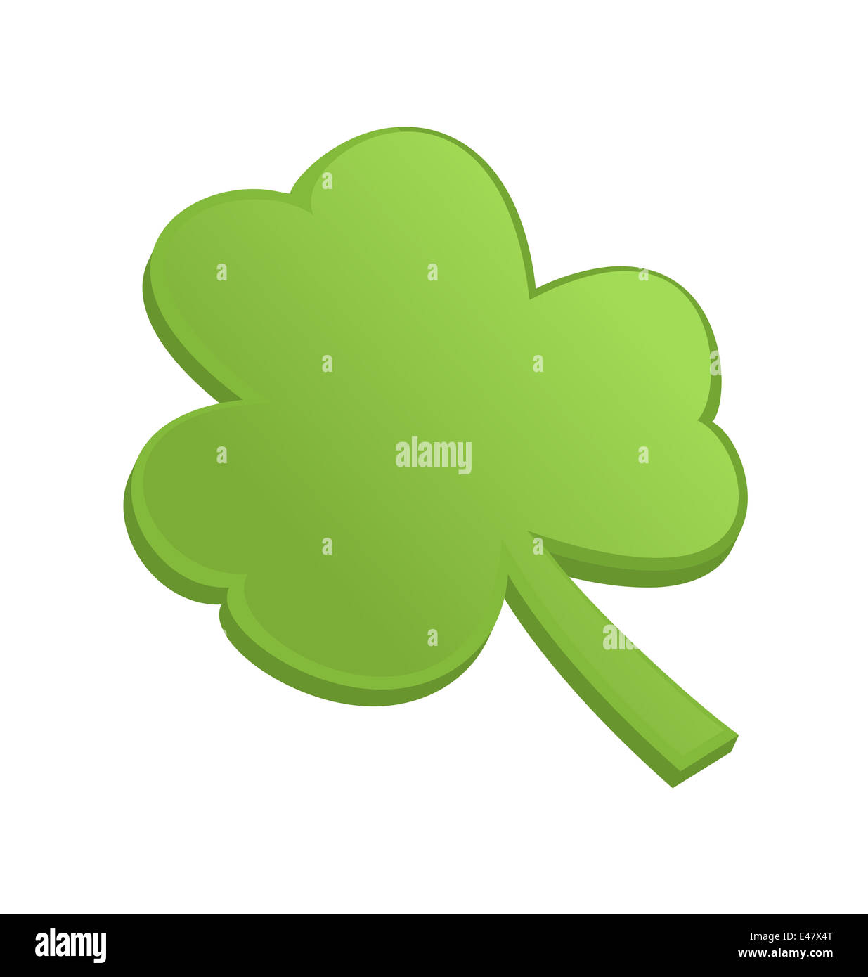 Grünes Kleeblatt Kleeblatt auf St. Patrick Day - isoliert auf weiß - 3d-vectror Stockfoto