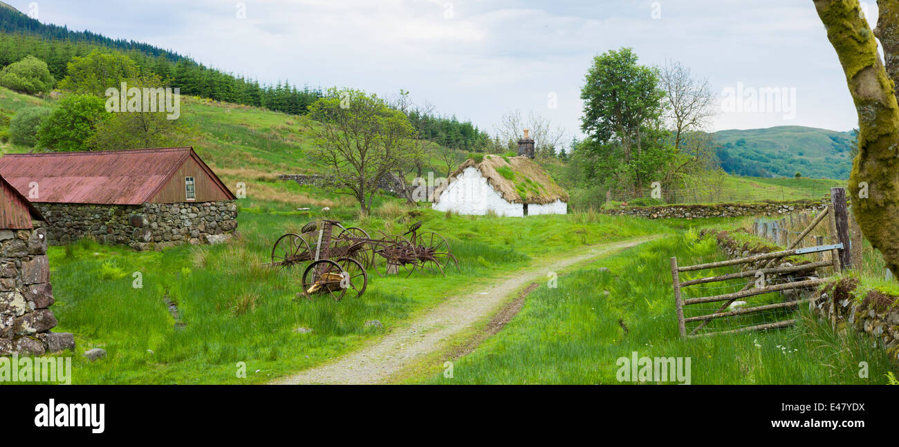 Alten Landwirtschaft Szene im Auchindrain Township Siedlungs- und Dorf Folkloremuseum in Ofen, Inveraray in den Highlands von Schottland Stockfoto