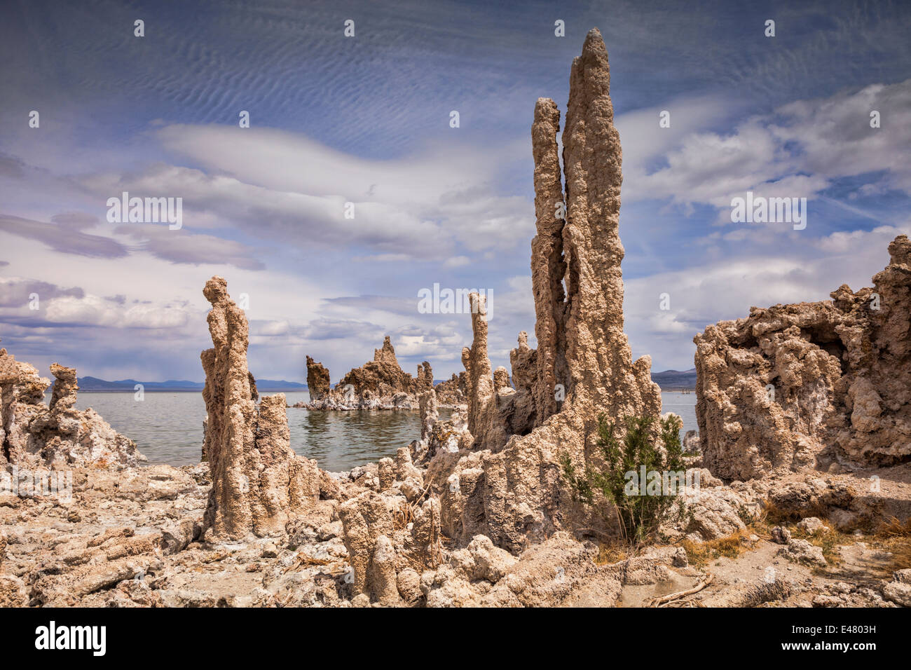 Tuffstein-Türme am Mono Lake Kalifornien. Ursprünglich unter Wasser gebildet, sind diese als der Seespiegel sank aufgrund aufgedeckt worden... Stockfoto