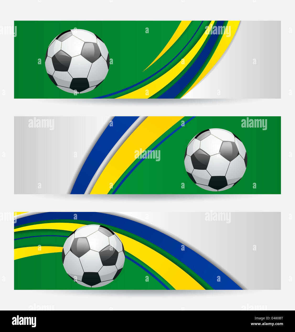 Vektor-Illustration Set Fußball Karten in Brasilien Flagge Farben- Stockfoto