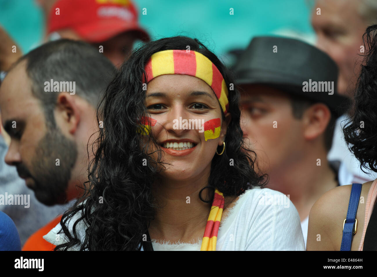 Fiifa World Cup 2014, Spanische Unterstützer, Brasilien Stockfoto