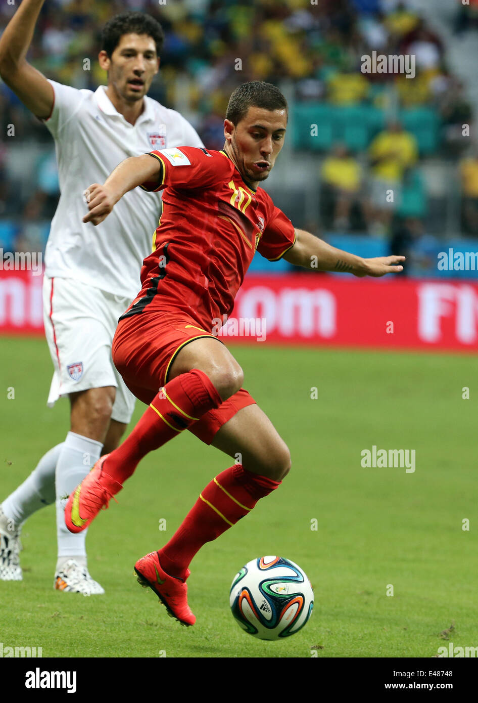 01.07.2014. Salvador, Brasilien. FIFA Fußball-WM, 2. Runde, k.o.-Phase. Belgien vs. USA.  Eden Hazard (Belgien) Stockfoto