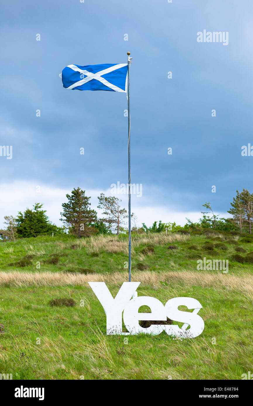 Saltire Nationalflagge von St Andrew, schottische Unabhängigkeit Referendum Debatte Kampagne für Stimmen ja für unterschiedliche Schottland nation Stockfoto