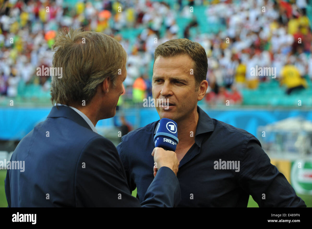 Oliver Bierhoff Im Interview, WM 2014, Deutschland gegen Portugal, Salvador da Bahia. Nur zur redaktionellen Verwendung. Stockfoto