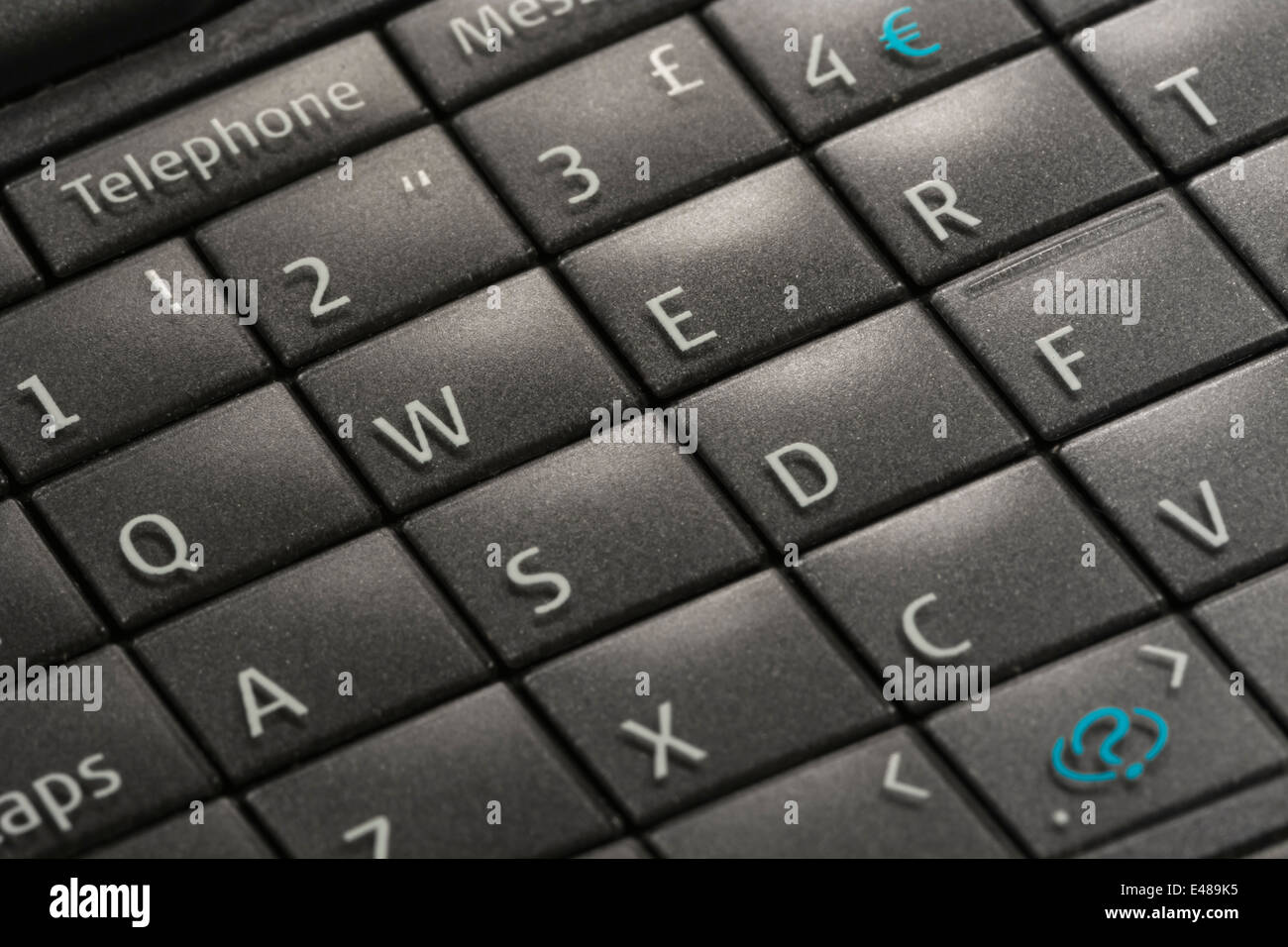Makro-Foto von der Tastatur des Nokia 9310i Kommunikator. Stockfoto