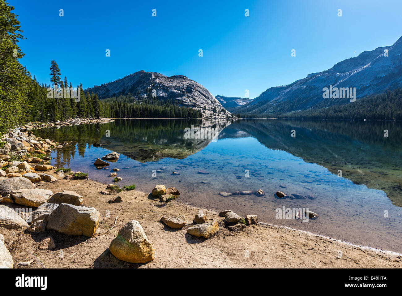 Tenaya Lake am Morgen. Yosemite Nationalpark, Kalifornien, Vereinigte Staaten. Stockfoto