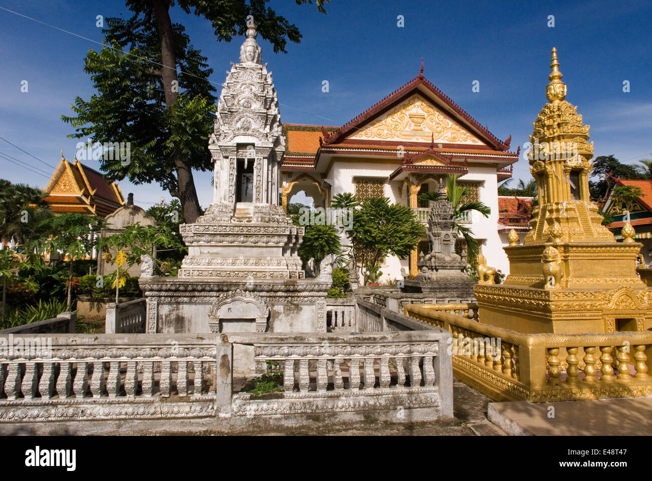 Gehäuse für buddhistische Mönche im Wat Kampheng Tempel. Battambang. Battambang ist die Provinzhauptstadt der Provinz Battambang Stockfoto
