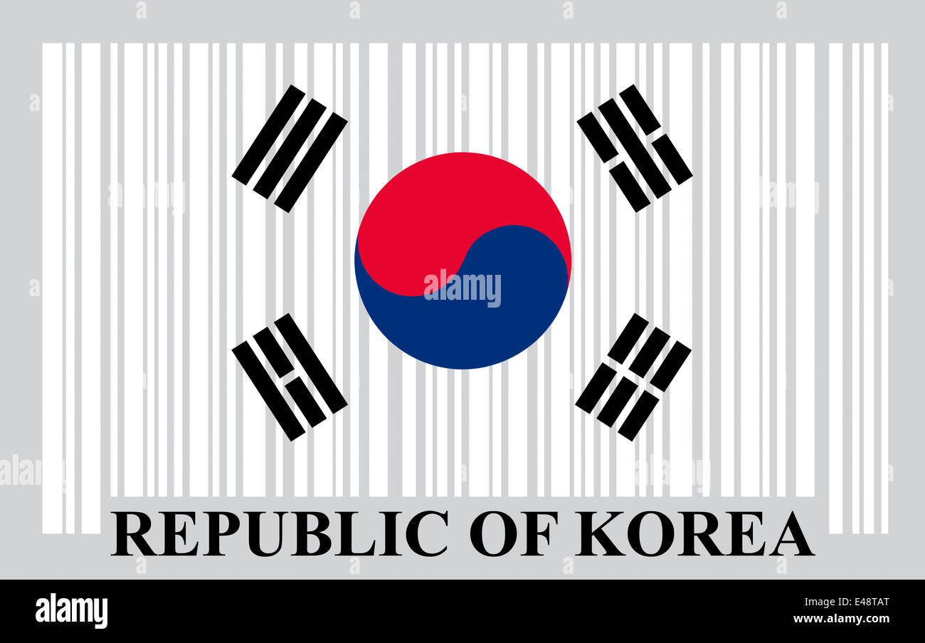 Koreanische Barcode Flagge, Vektor Stockfoto