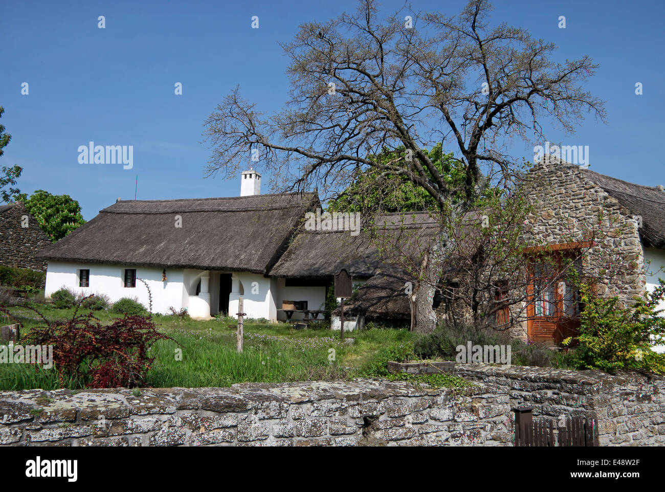 Alte Bauernhäuser in Tihany am Plattensee, Ungarn Stockfoto