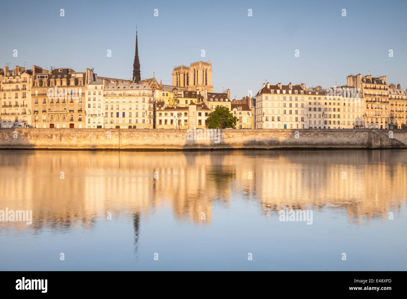 Île De La Cité und der Notre Dame Kathedrale. Die Kathedrale gilt als eines der besten Beispiel gotischer Architektur in der Welt Stockfoto