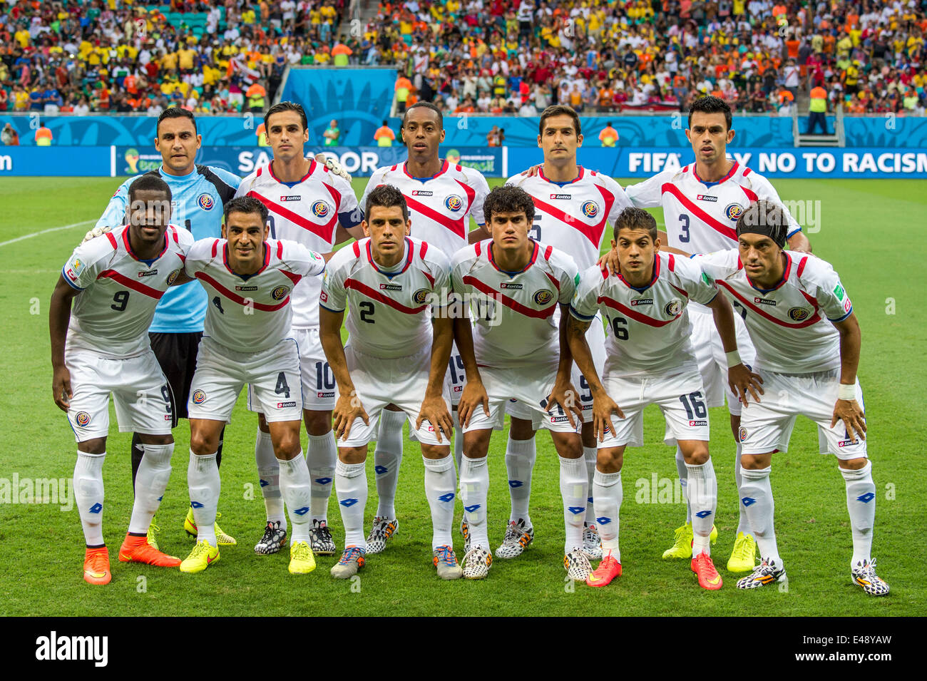 Salvador da Bahia, Brasilien. 5. Juli 2014. Costa Rica-Team Gruppe Line-up  (CRC) Fußball: FIFA WM Brasilien 2014-Viertelfinale Spiel zwischen  Niederlande 0(4-3) 0 Costa Rica Arena Fonte Nova-Stadion in Salvador da  Bahia, Brasilien.