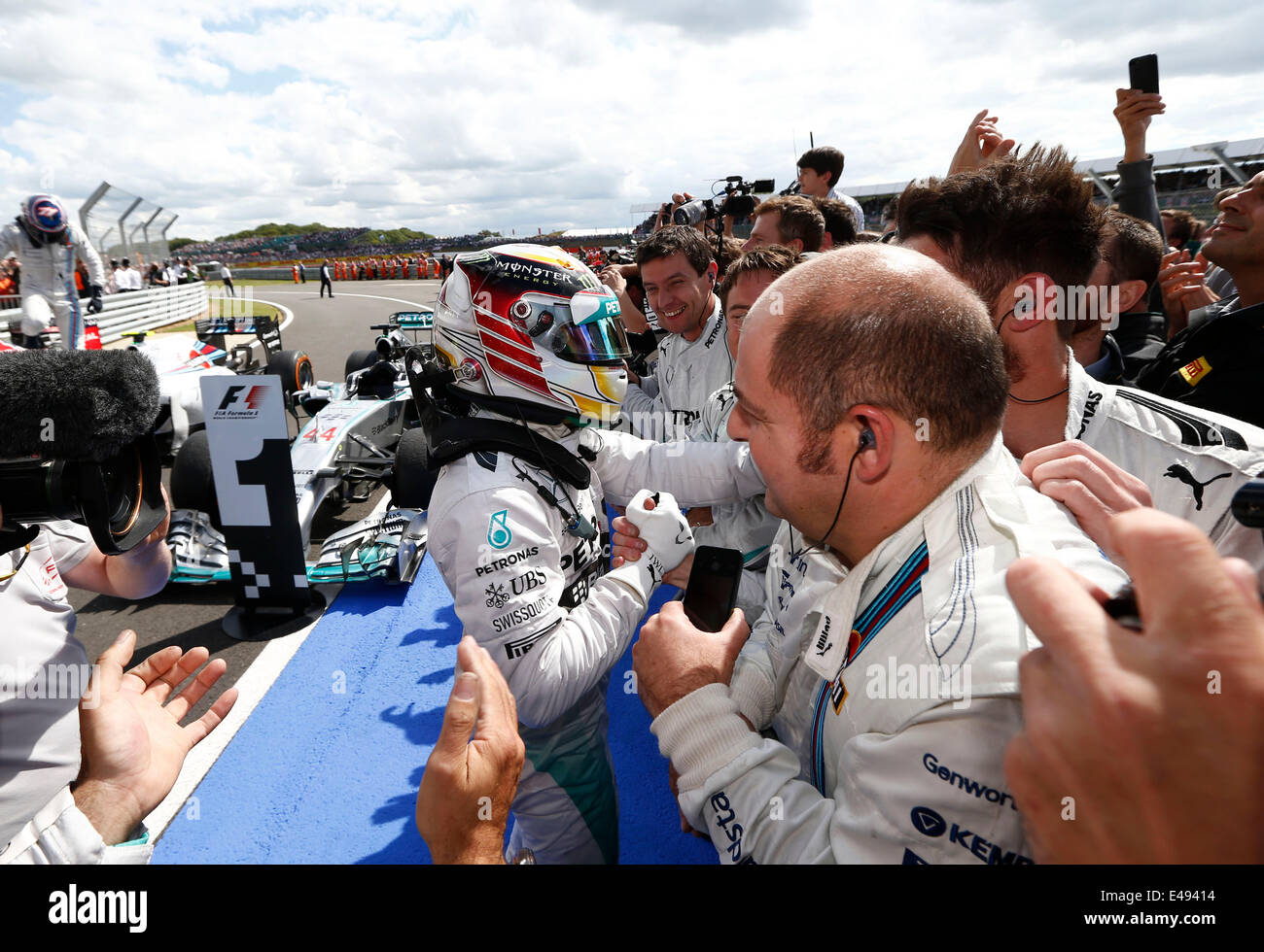 Motorsport: FIA Formel 1 Weltmeisterschaft 2014, Grand Prix von Großbritannien, #44 Lewis Hamilton (GBR, Mercedes AMG Petronas F1 Team), Stockfoto