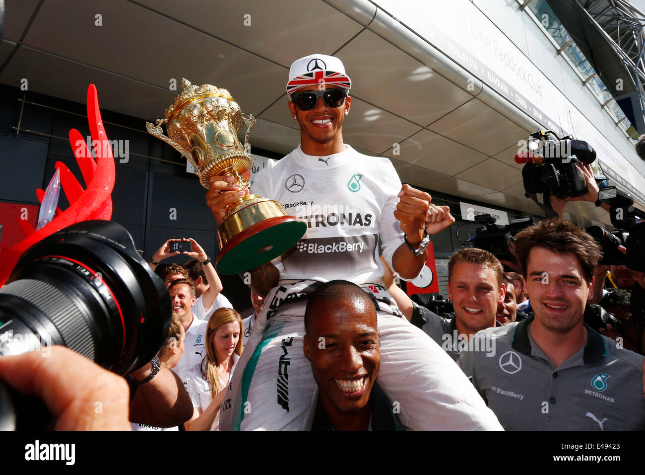 Motorsport: FIA Formel 1 Weltmeisterschaft 2014, Grand Prix von Großbritannien, #44 Lewis Hamilton (GBR, Mercedes AMG Petronas F1 Team), Stockfoto