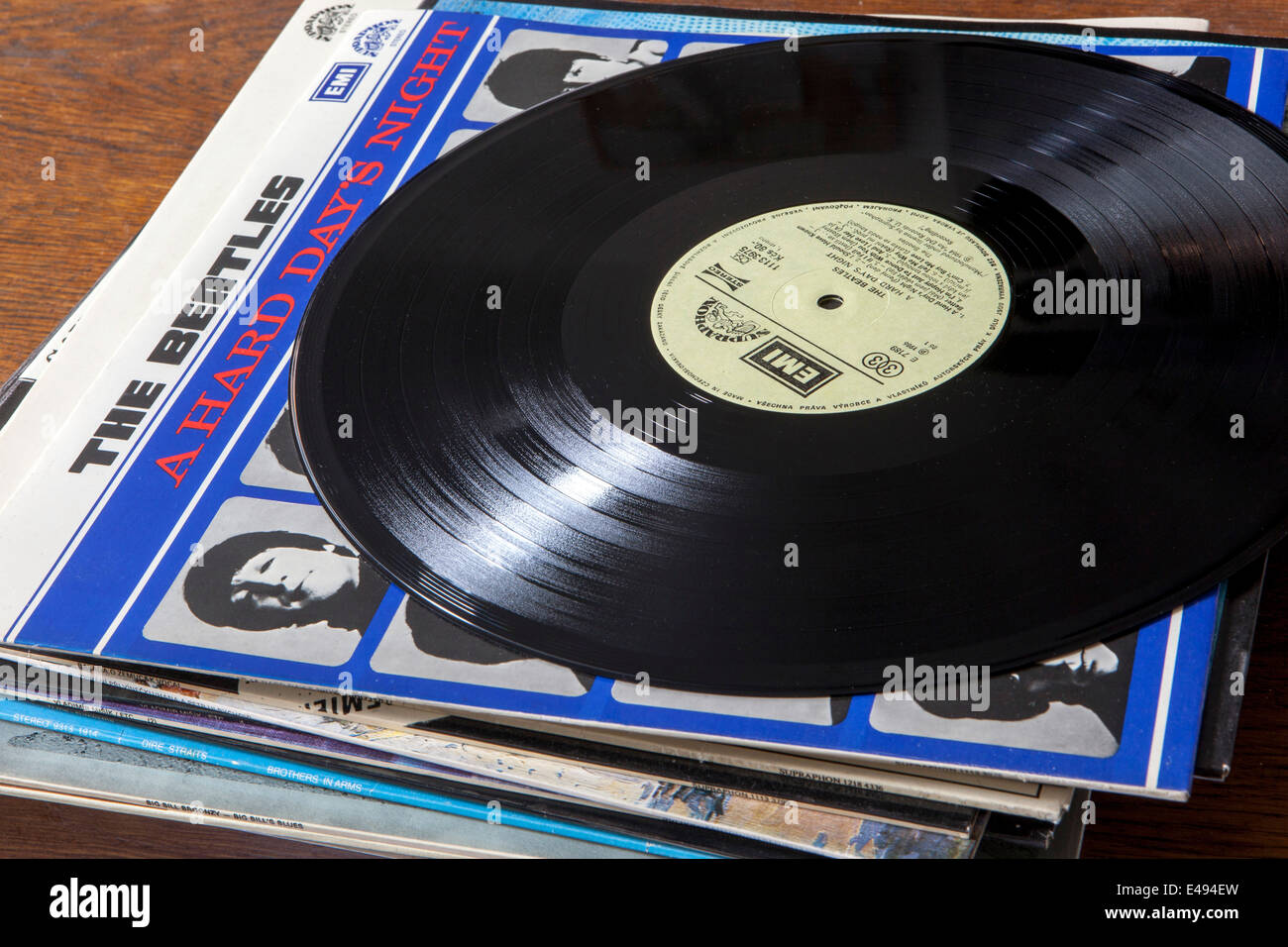Schallplatten, die "Beatles Vinyl Hard Days Night" Stockfoto