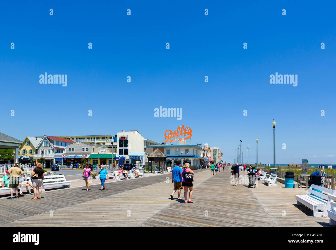 Der Boardwalk am Rehoboth Beach, Sussex County, Delaware, USA Stockfoto