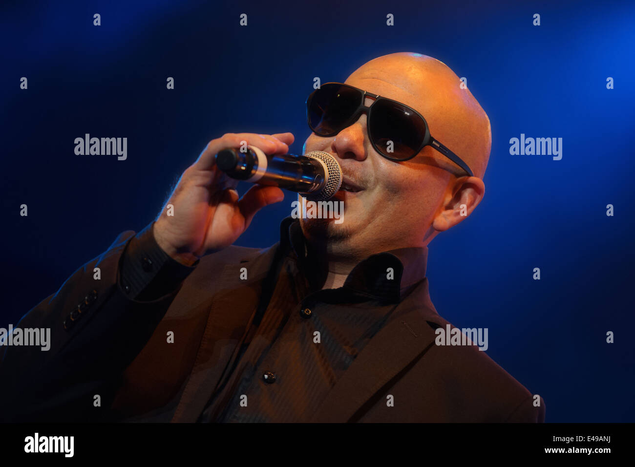 Pitbull im Konzert, Pitbull live auf der Bühne Stockfoto