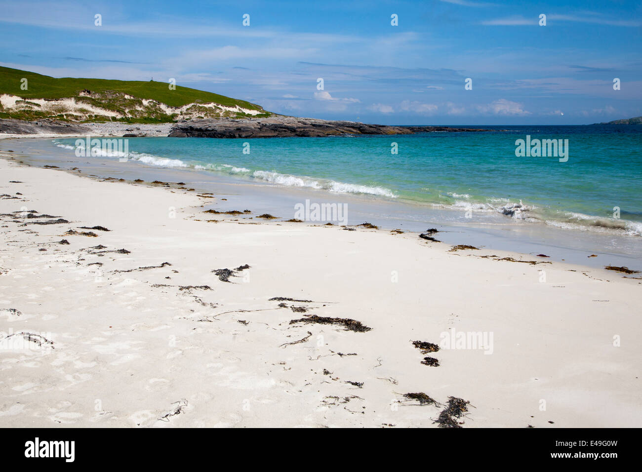 Sandstrand auf Vatersay, Isle of Barra, äußeren Hebriden, Schottland Stockfoto