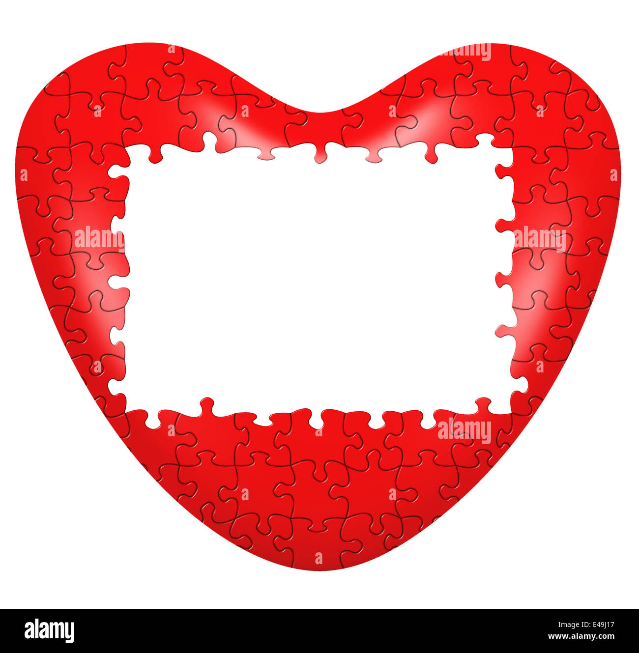 Herz puzzle 3D mit Rahmen Stockfoto
