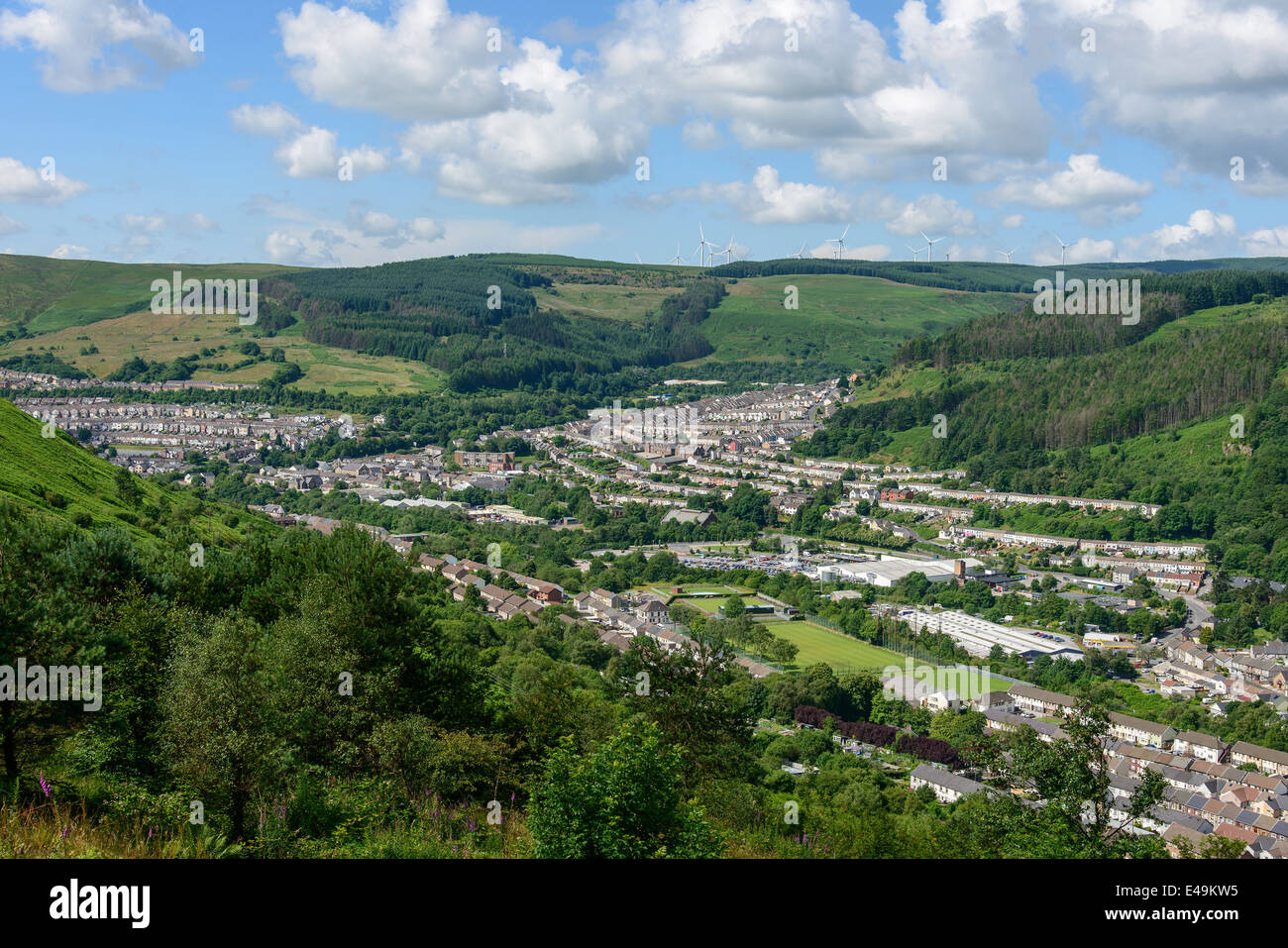 Einen Überblick über die Rhondda Valley, South Wales, Vereinigtes Königreich. Stockfoto