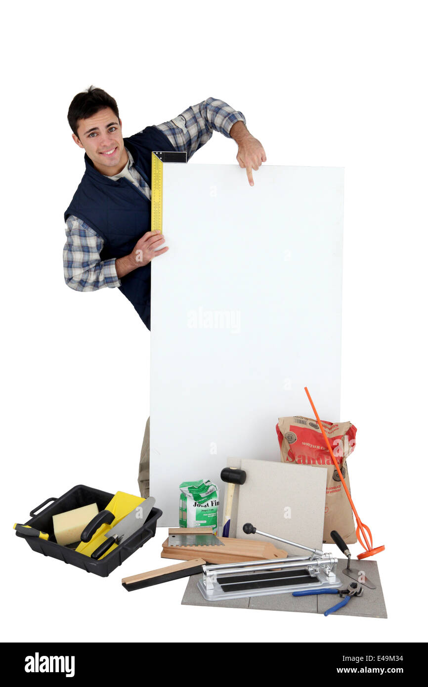 Fliesen auf Werbetafel Stockfoto