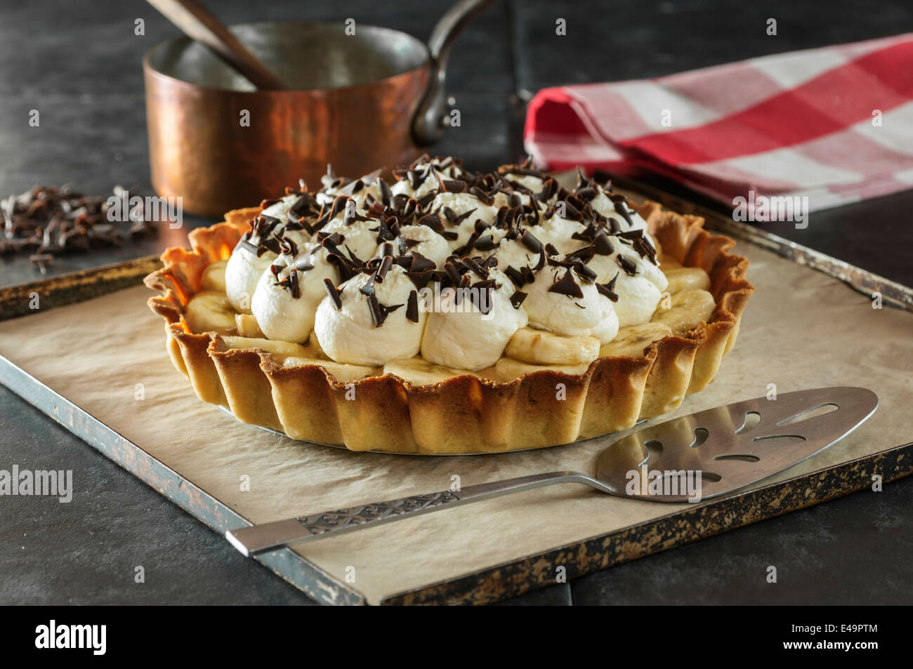 Banoffee Pie. Banane, Sahne und Toffee Dessert. Stockfoto